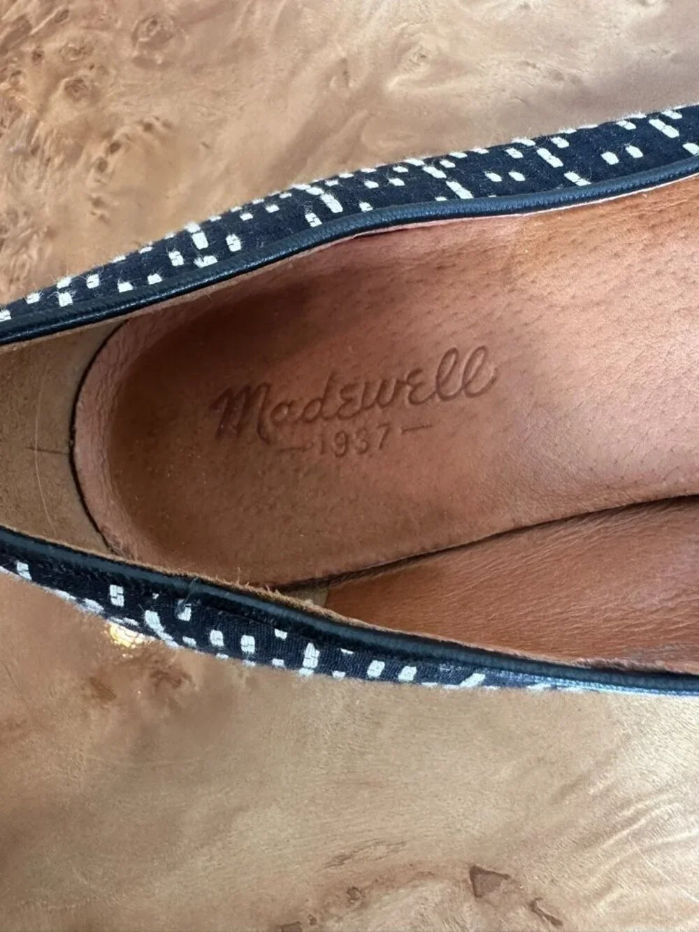 Madewell Black Linebreak Teddy Loafer Fabric Leather Lined Flat Shoes Size 9